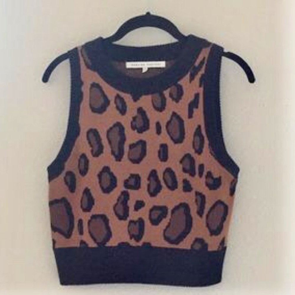 English Factory Leopard Knit Cropped Sweater